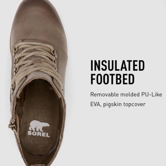 Women's Sorel JOAN UPTOWN LACE Leather Boots Size 8 KHAKI Like New Preloved - Picture 10 of 13